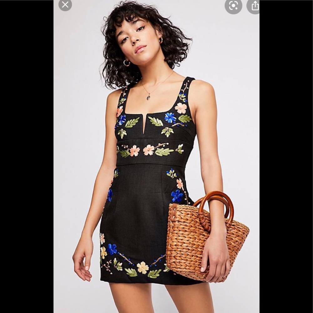 Alice McCall Mind Games Floral Mini Dress Black